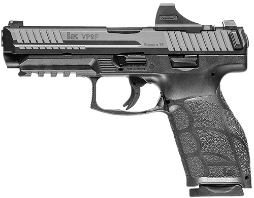 Heckler & Koch VP9A1 F, Full Size Pistol 81001123, 9mm, 4.53", Polymer Grip, Black Finish, Holosun SCS Red Dot, 20+1