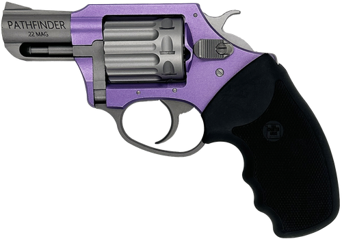 Charter Pathfinder Lite Lavender Revolver 52340, 22 Win Mag Rimfire (WMR), 2", Black Rubber Grips, Lavender Aluminum Finish, 6 Rds