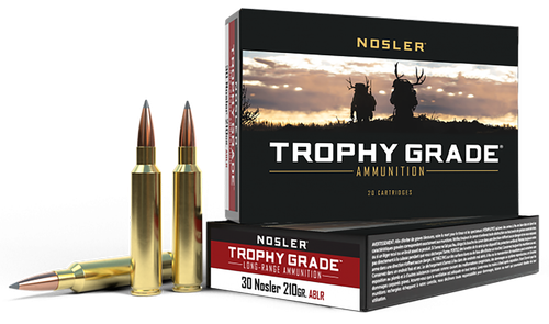 Nosler Trophy Grade Long Range Rifle Ammunition 60118, 30 Nosler, AccuBond LR, 210 GR, 3000 fps, 20 Rd/Bx