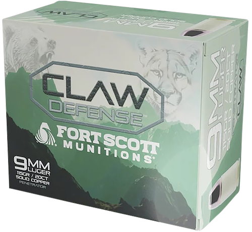 Fort Scott Munitions Claw Defense Pistol Ammunition 9MM115SCVFNCD, 9mm, 115 gr, 20 Rd/Bx