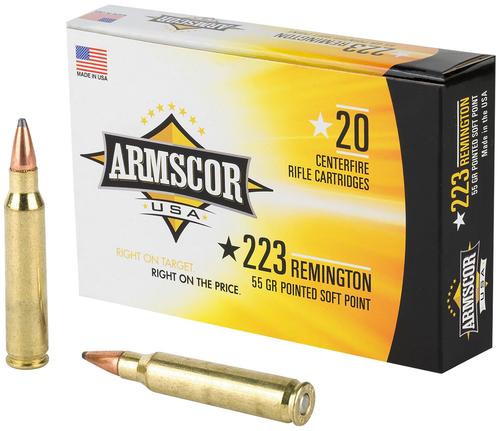 Armscor USA Competition Rifle Ammunition AC2235N, 223 Rem, Hornady V-Max, 55 GR, 3000 fps, 20 Rd/bx