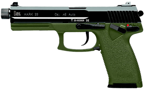 Heckler & Koch Mark 23 Pistol 81001074 , 45 ACP, 5.87 in, Modular Synthetic OD Green Grip, 12 Rd