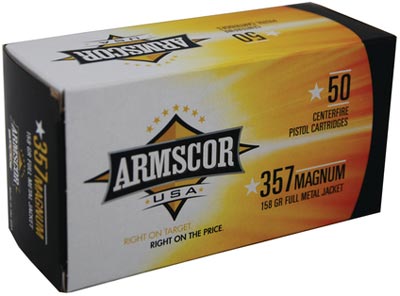 Armscor Pistol Ammunition FAC357-6N, 357 Magnum, Full Metal Jacket, 158 GR, 50 Rd/bx