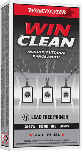 Winchester WinClean Handgun Ammunition WC402, 40 S&W, Brass Enclosed Base, 180 GR, 990 fps, 50 Rd/bx
