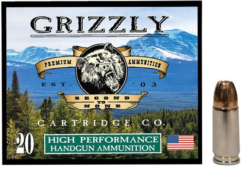 Grizzly Ammunition High Performance Pistol Ammunition GC9+P+CM9, 9mm, Jacketed Hollow Point (JHP), 115 GR, 1250 fps, 20 Rd/bx