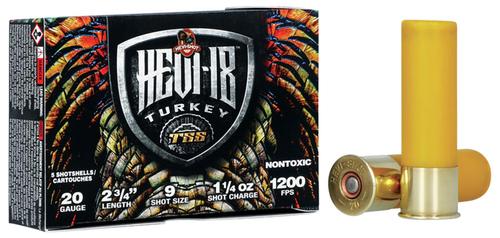HEVI-Shot HEVI-18 TSS Turkey Shotshells HS7109, 20 Gauge, 2-3/4", 1 1/4 oz, 1200 fps, #9 Shot, 5 Rds/box