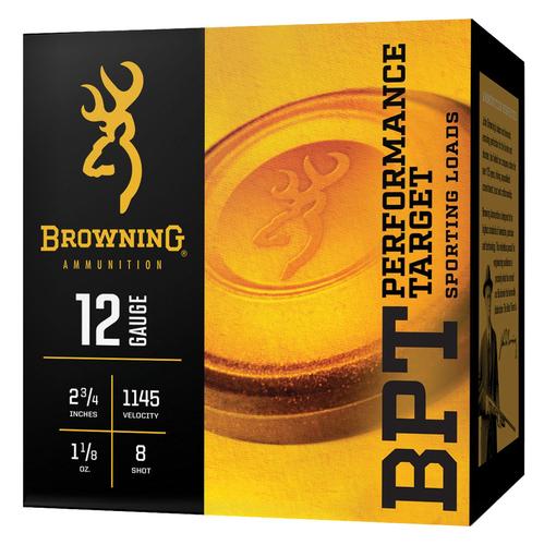 Browning BPT Shotshells B193601228, 12 Gauge, 2-3/4", 1 1/8 oz, 1145 fps, #8 Lead Shot, 100 Rds/bx