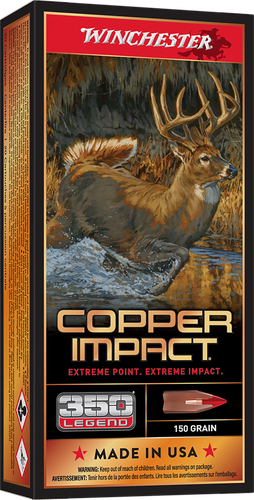 Winchester Copper Impact Rifle Ammunition X350CLF, 350 Legend, Copper Extreme Point Lead-Free, 150 gr, 2260 fps, 20 Rd/Bx