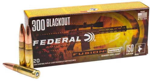 Federal Fusion Rifle Ammunition F300BMSR3, 300 Blackout, Bonded Soft Point, 190 gr, 20 Rd/Bx
