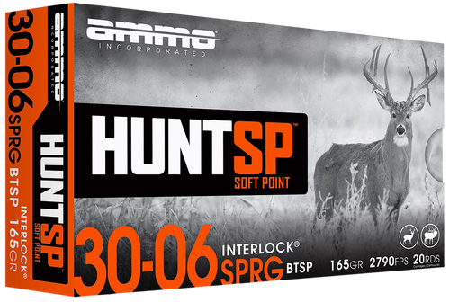 Ammo Inc Rifle Ammunition 3006165SPA20, 30-06 Springfield, Soft Point, 165 gr, 20 Rd/Bx