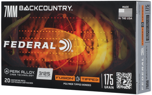 Federal Fusion Tipped Rifle Ammunition F7BCTFS2, 7mm BackCountry, Fusion Tipped, 175 GR, 3125 fps, 20 Rd/bx