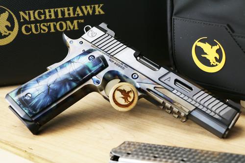 Nighthawk Custom VIP Agent2 Government Pistol, 45 APC, 5", Cross Cut Mammoth Tusk Ivory Grips, Turnbull Case Hardened Finish