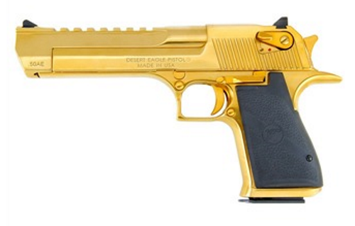 Magnum Research Desert Eagle Mark XIX Pistol DE357TG, 357 Magnum, 6.0in, Rubber Grips, Titanium Gold, 9 Rds