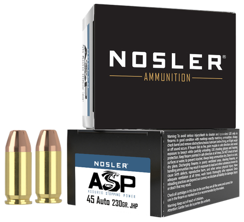Nosler Match Handgun Ammunition 51277, 45 ACP, Jacketed Hollow Point, 230 GR, 20 Rds/box