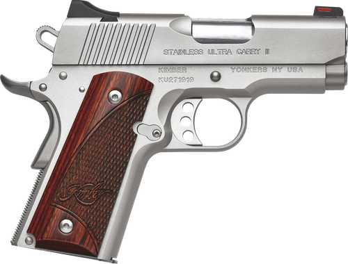 Kimber 3200330 Stainless Ultra Carry II Pistol - 45 ACP, 3 in Barrel, Aluminum Frame, Satin Stainless Steel Slide
