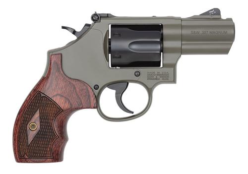 Smith and Wesson Model 19 Carry Comp E-Series Performance Center Revolver 14451, 357 Mag, 2.50in, Rosewood Checkered, Moss Cerakote Finish, 6 Rds