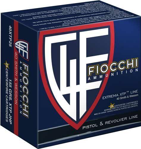 Fiocchi Extrema Handgun Ammunition 40XTP25, 40 S&W, XTP Hollow Point (HP), 155 GR, 1180 fps, 25 Rd/bx