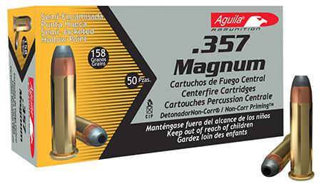Aguila Pistol Ammunition 1E572823, 357 Mag, Semi-Jacketed Soft Point, 158 GR, 1545 fps, 50 Rd/Bx