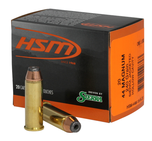 HSM Pro Pistol Ammunition 44M18N20, 44 Rem Mag, JHC, 240 gr, 20 Rd/Bx