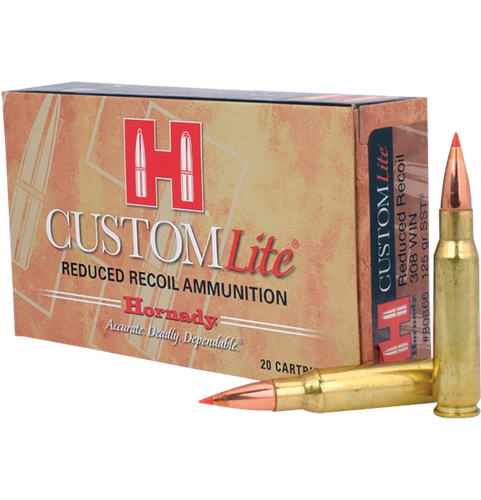 Hornady Custom Lite Rifle Ammunition 80866, 308 Winchester, SST, 125 GR, 2675 fps, 20 Rd/bx