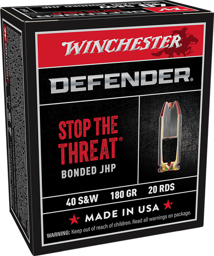 Winchester Supreme Elite Pistol Ammunition S40SWPDB1, 40 Smith & Wesson, Bonded PDX1, 180 GR, 20 Rd/bx