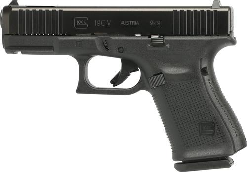 Glock 19C V Pistol PV19590203, 9mm, 4.02 in, Black Polymer Grip, nDLC Finish, Fixed Sights, GMB Ported Barrel, Ported Slide, 15 Rds