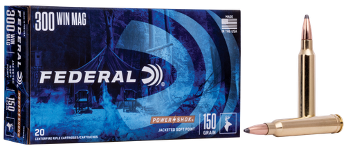 Federal Premium Power Shok Rifle Ammunition 300WGS, 300 Winchester Mag, Speer Hot-Cor SP, 150 GR, 3280 fps, 20 Rd/bx