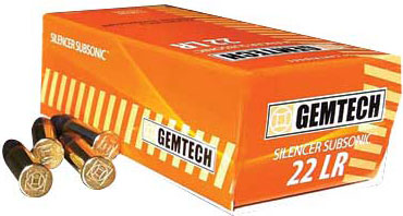 Gemtech Silencer Subsonic Rimfire Ammunition AMMO22SS, 22 Long Rifle, Round Nose (RN), 42 GR, 1020 fps, 50 Rd/bx