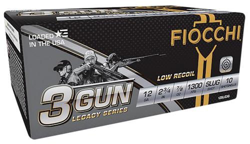 Fiocchi 3-Gun Match Legacy Series Shotshells 12SLG3G, 12 Gauge, 2-3/4", 7/8 oz, 1300 fps, Slug, 10 Rds/box