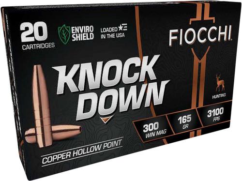 Fiocchi Knock Down Rifle Ammunition 300WMCHA, 300 Win Mag, Hollow Point, 165 gr, 3100 fps, 20 Rd/Bx