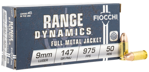Fiocchi Shooting Dynamics Pistol Ammunition 9APD, 9mm, Full Metal Jacket (FMJ), 147 GR, 1000 fps, 50 Rd/bx