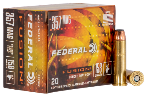 Federal Fusion Handgun Ammunition F357FS1, 357 Magnum, Fusion, 158 GR, 1240 fps, 20 Rd/bx