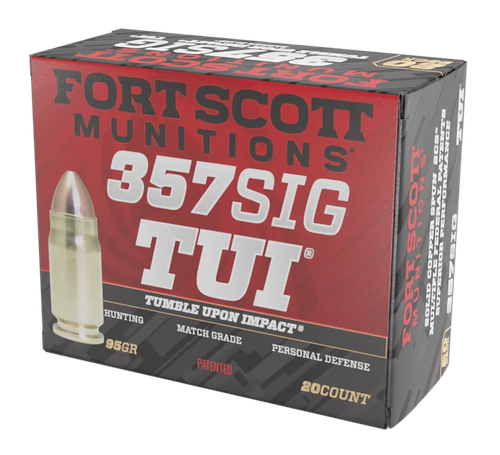 Fort Scott Munitions TUI Pistol Ammunition 357SIG095SCV, 357 Sig, Solid Copper Spun, 95 gr, 1614 fps, 20 Rd/Bx