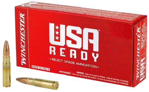 Winchester Ammo USA Ready Rifle Ammunition WBR68115, 6.8mm Rem SPC, Full Metal Jacket (FMJ), 115 GR, 100 Rd/bx