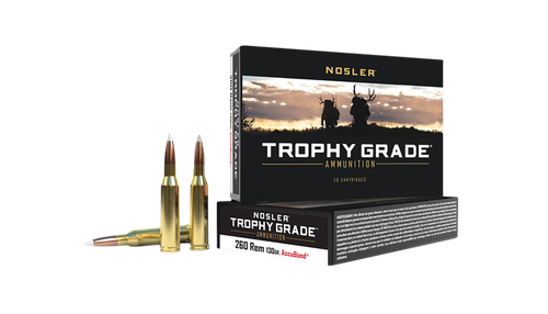 Nosler Trophy Grade Rifle Ammunition 60024, 260 Remington, AccuBond, 130 GR, 2700 fps, 20 Rd/Bx
