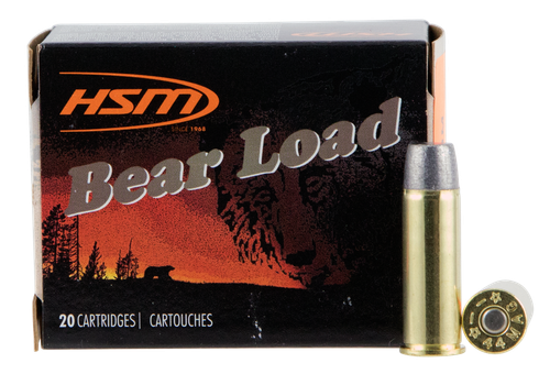 HSM Bear Load Pistol Ammunition 44M15N20, 44 Rem Mag, Wide Flat Nose (WFN), 305 gr, 1260 fps, 20 Rd/Bx