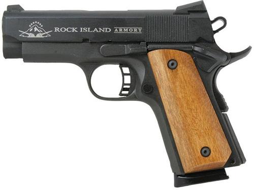 Rock Island Armory TAC Compact 1911 Pistol 51429, 45 ACP, 3.5 in, Wood Grips, Matte Black Finish, 7 Rd