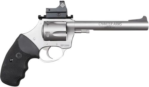 Charter Mastiff Target Revolver 74465, 44 Special, 6in, Black Rubber Grips, Steel Frame Finish, 5 Rds