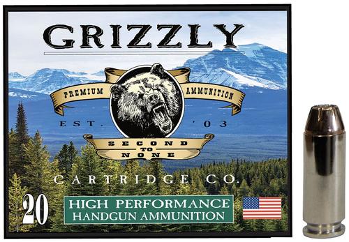 Grizzly Ammunition High Performance Pistol Ammunition GC10M4, 10mm Auto, Jacketed Hollow Point (JHP), 180 GR, 1350 fps, 20 Rd/bx