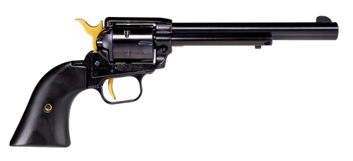 Heritage Rough Rider SAO Revolver RR22B4GLD, 22 LR, 4.75", Gold Accents, Wood Grips, Black Finish, 6 Rds