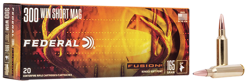 Federal Fusion Rifle Ammunition F300WSMFS1, 300 WSM, Fusion Ammunition, 165 GR, 3100 fps, 20 Rd/bx