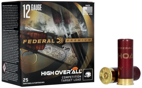 Federal Premium High Over All Target Shotshells HOA12L18, 12 Gauge, 2-3/4", 1 oz, 1200 fps, #8 Shot, 25 Rds/Bx
