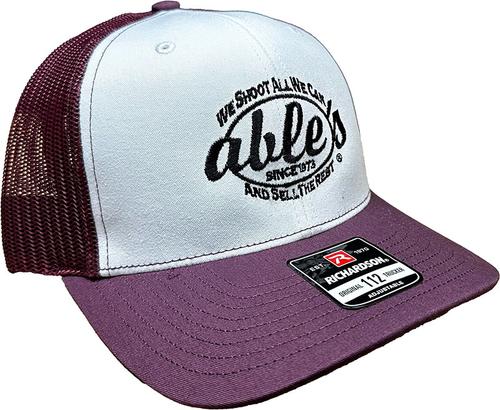 Able's Mesh Cap White, Maroon Mesh (ACWM)