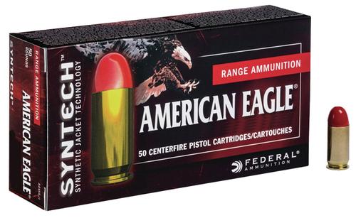 Federal American Eagle Syntech Pistol Ammunition AE45SJAP1, 45 ACP, Total Syntech Jacket, 230 GR, 830 fps, 50 Rd/Bx