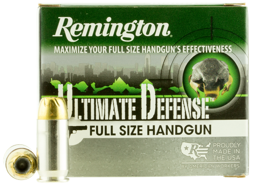 Remington Ultimate Defense Pistol Ammunition HD45APA, 45 ACP, Brass Jacket Hollow Point, 185 GR, 1015 fps, 20 Rd/Bx