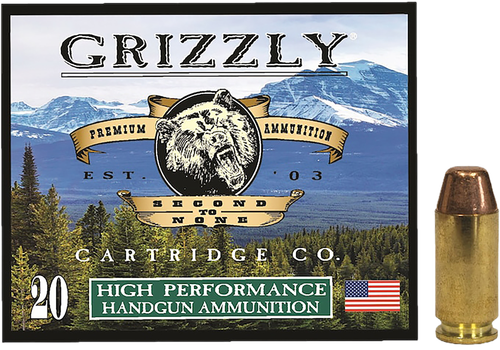 Grizzly Ammunition High Performance Pistol Ammunition GC40SW5, 40 S&W, Full Metal Jacket Flat Point, 200 GR, 1000 fps, 20 Rd/bx