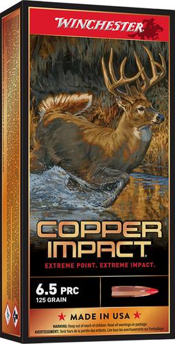 Winchester Copper Impact Rifle Ammunition X65PCLF, 6.5 PRC, Copper Extreme Point Lead-Free, 125 gr, 3100 fps, 20 Rd/Bx
