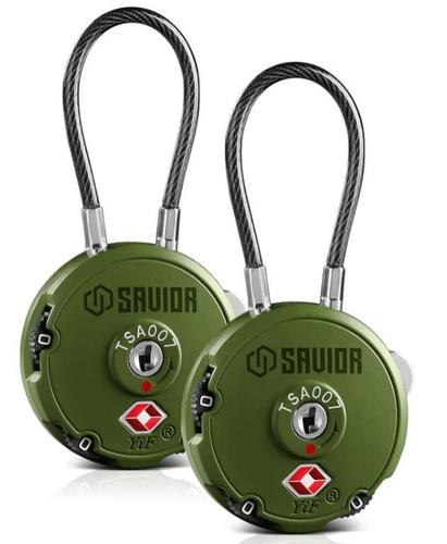 Savior Equipment 3-Digit Cable Lock, OD Green (LK-ROUND-OG-DUAL)