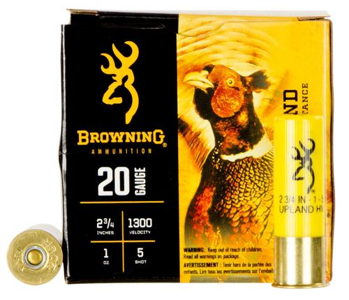 Browning BXD Upland Shotshells B193512025, 20 Gauge, 2-3/4", 1 oz, 1300 fps, #5 Lead Shot, 25 Rds/Bx