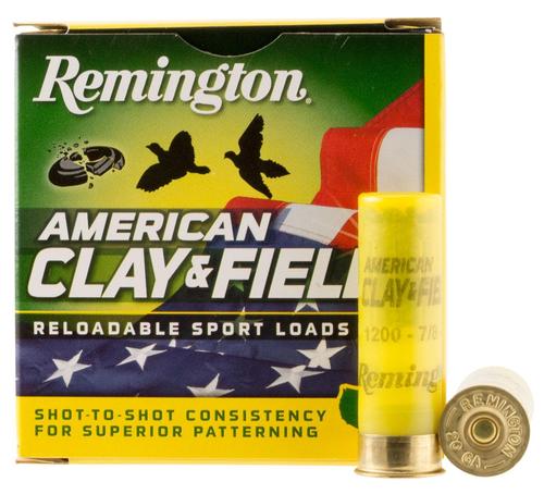 Remington American Clay and Field Shotshells HT208, 20 Gauge, 2-3/4", 7/8 oz, 1200 fps, #8 Lead Shot, 25 Rds/Bx